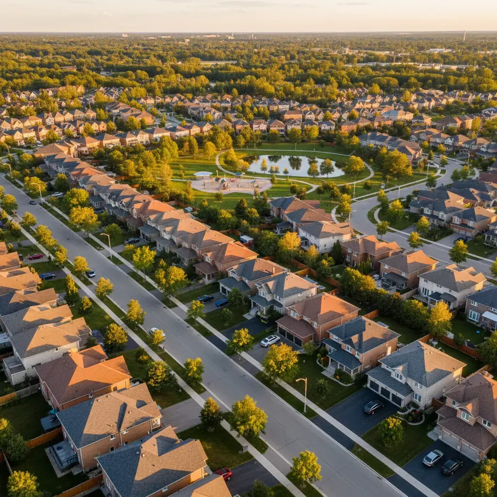 Montreal neighborhood aerial view